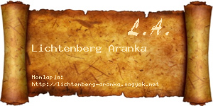 Lichtenberg Aranka névjegykártya
